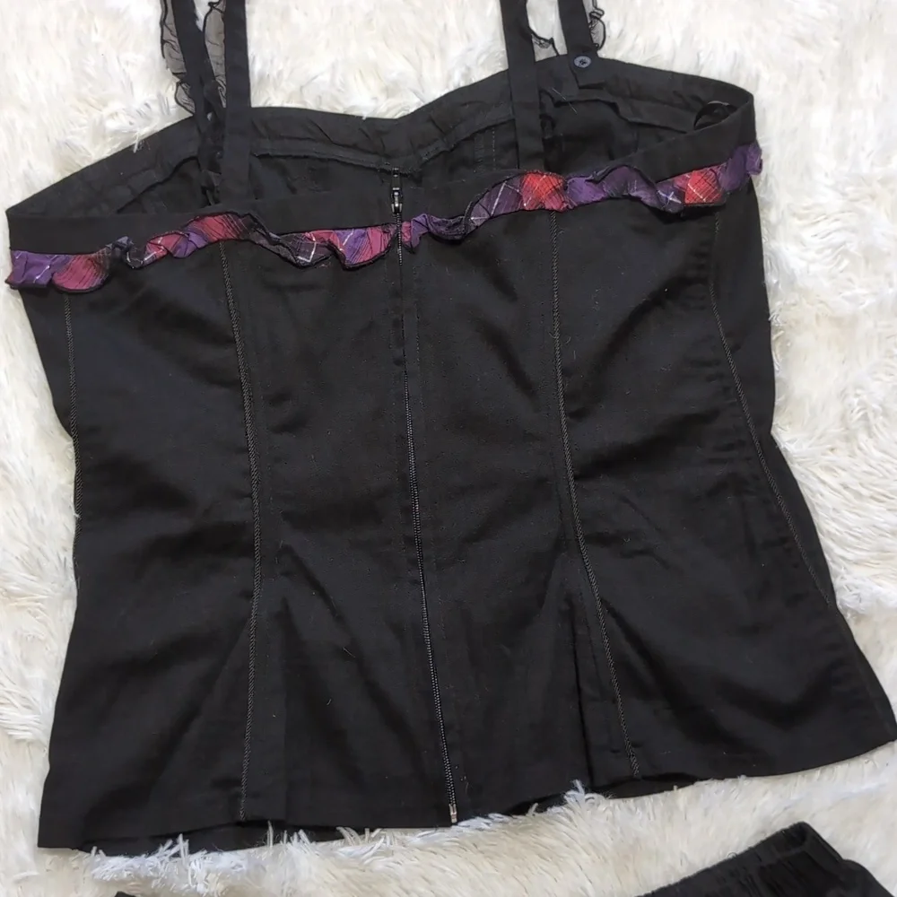 Y2K Vintage Tripp NYC 2 Piece Lace Up Corset & Garter Skirt Set XL/XXL